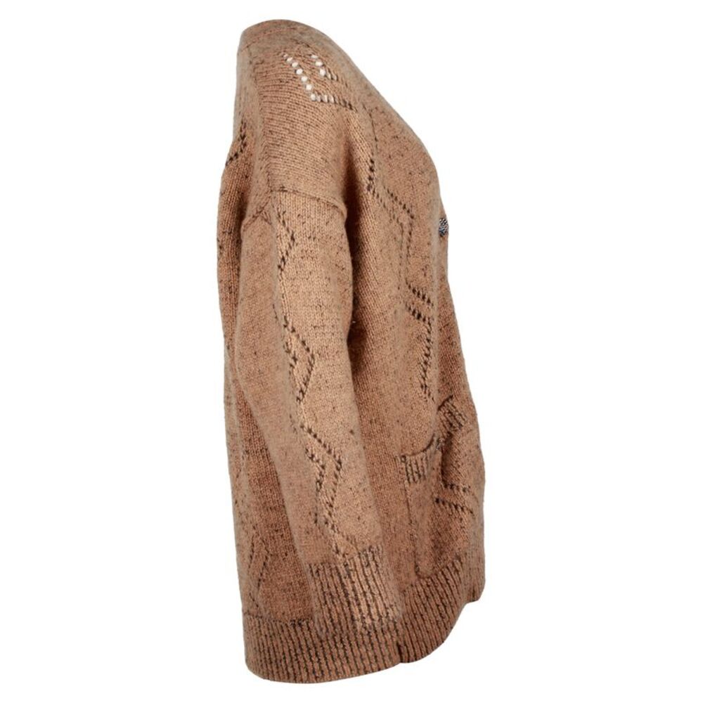 Chanel V-Neck Cardigan in Brown Wool